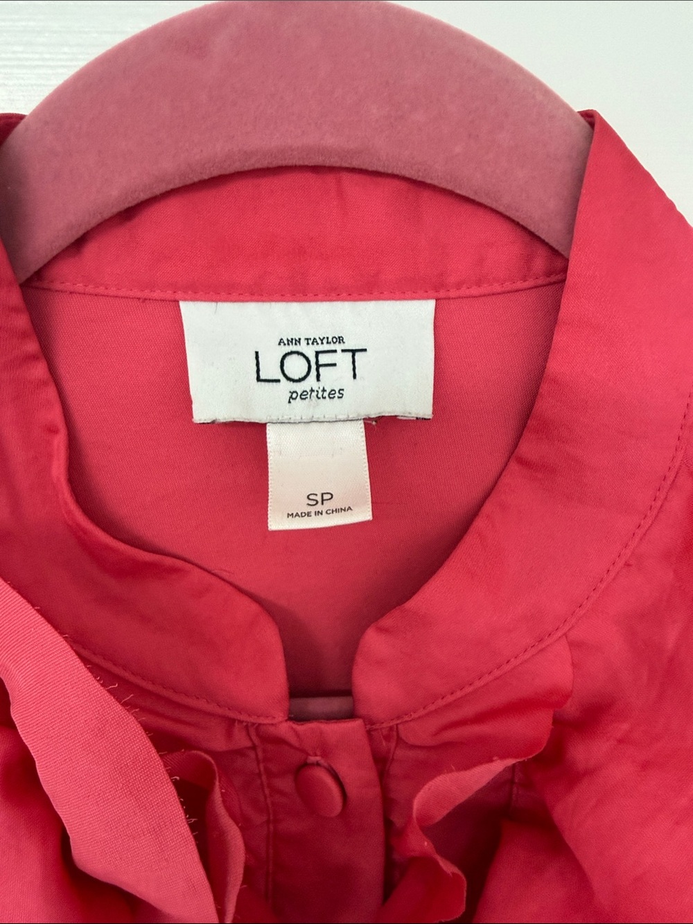LOFT Ruffled Cap Sleeve Blouse - Raspberry Pink - Picture 2 of 10